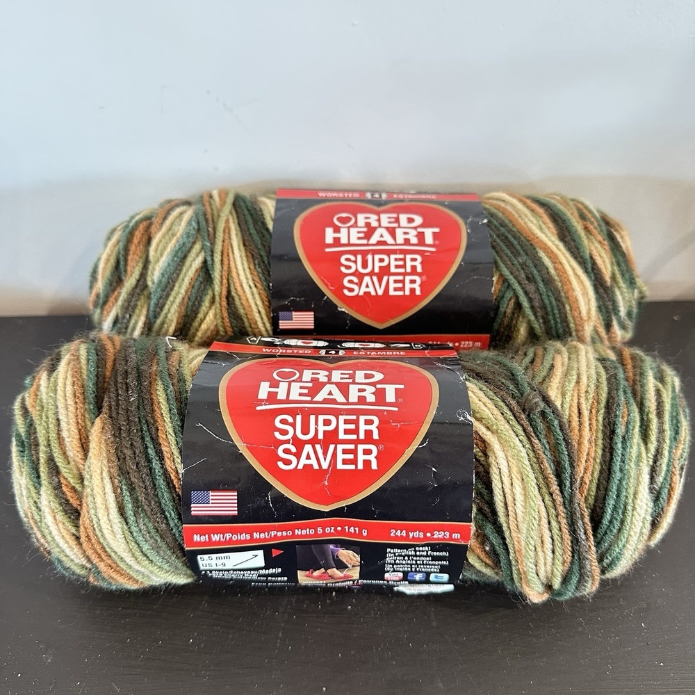 Red Heart Super Saver Yarn Woodsy Sylvestre 2 Skein 100% Acrylic Lot 9240